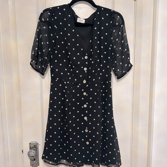 Wilfred size 2 black and white polka dot mini dress - Picture 1 of 3